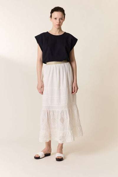 L&H WHITE French Lace Organic Cotton Peasant Skirt
