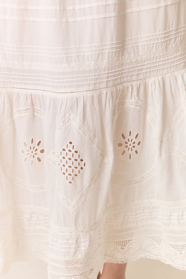 L&H WHITE French Lace Organic Cotton Peasant Skirt