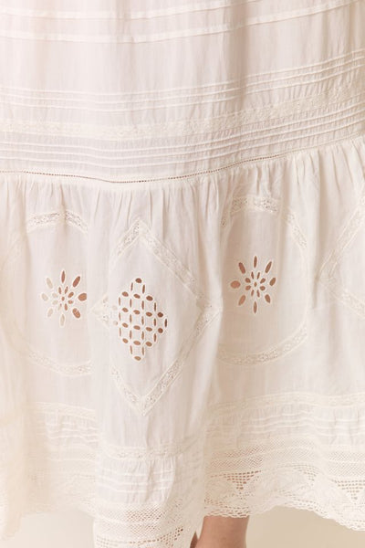 L&H WHITE French Lace Organic Cotton Peasant Skirt