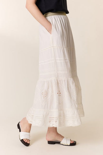 L&H WHITE French Lace Organic Cotton Peasant Skirt