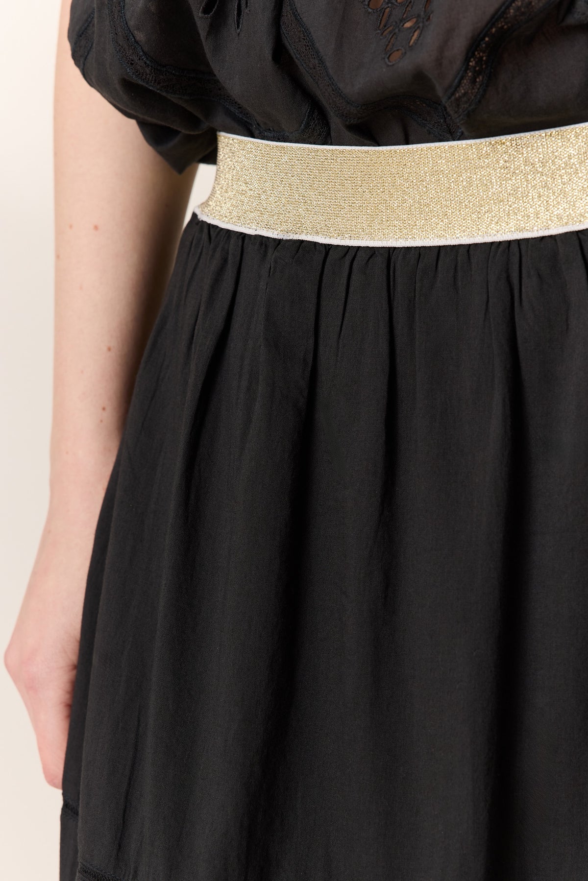 L&H BLACK French Lace Organic Cotton Peasant Skirt