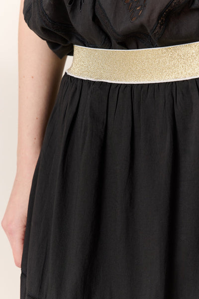 L&H BLACK French Lace Organic Cotton Peasant Skirt