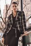 243960 Plaid Bouclé Blazer With Pockets