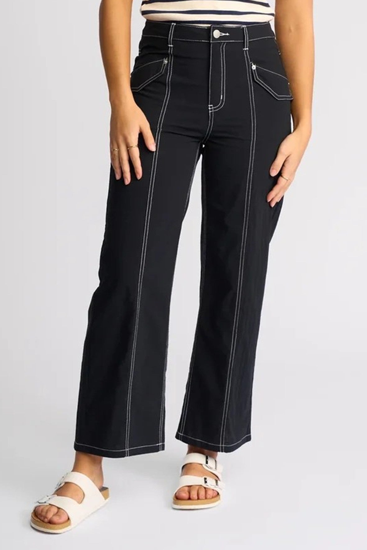KN7108 INK Contrast Stitch Tab Pocket Pant