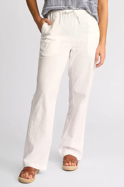 KN7124C WHITE Drawcord Straight Leg Cotton Pant