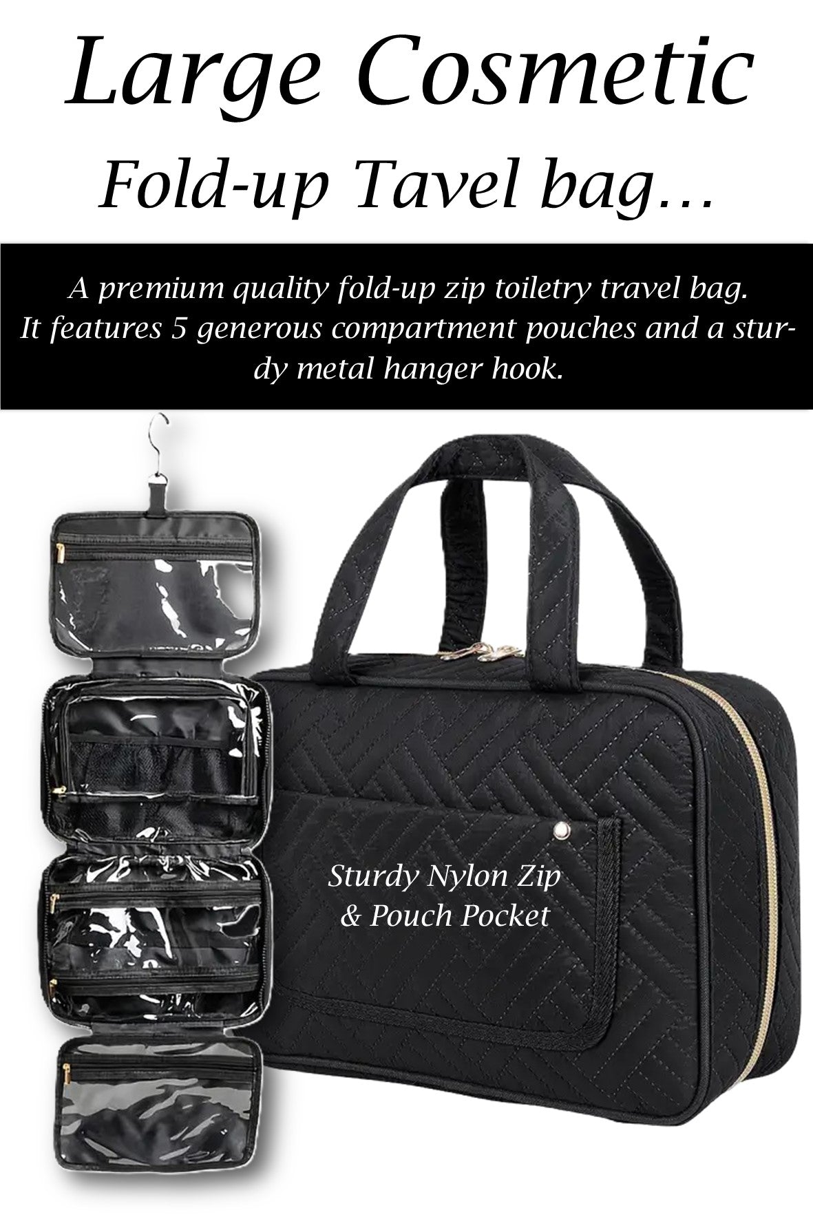 D0027 Premium Fold-up Cosmetic Travel Bag