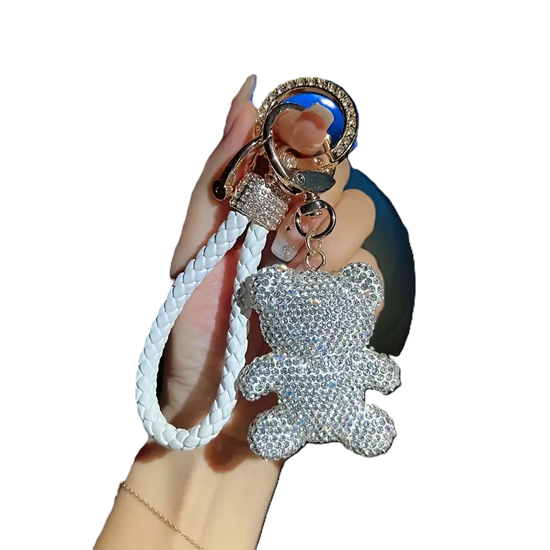 D0039 Lux Crystal Bear Charm Key Ring