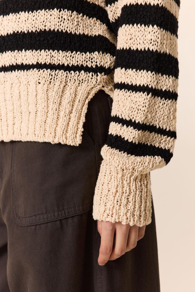 L&H Textured Knit Organic Cotton Summer  Stripe Sweater