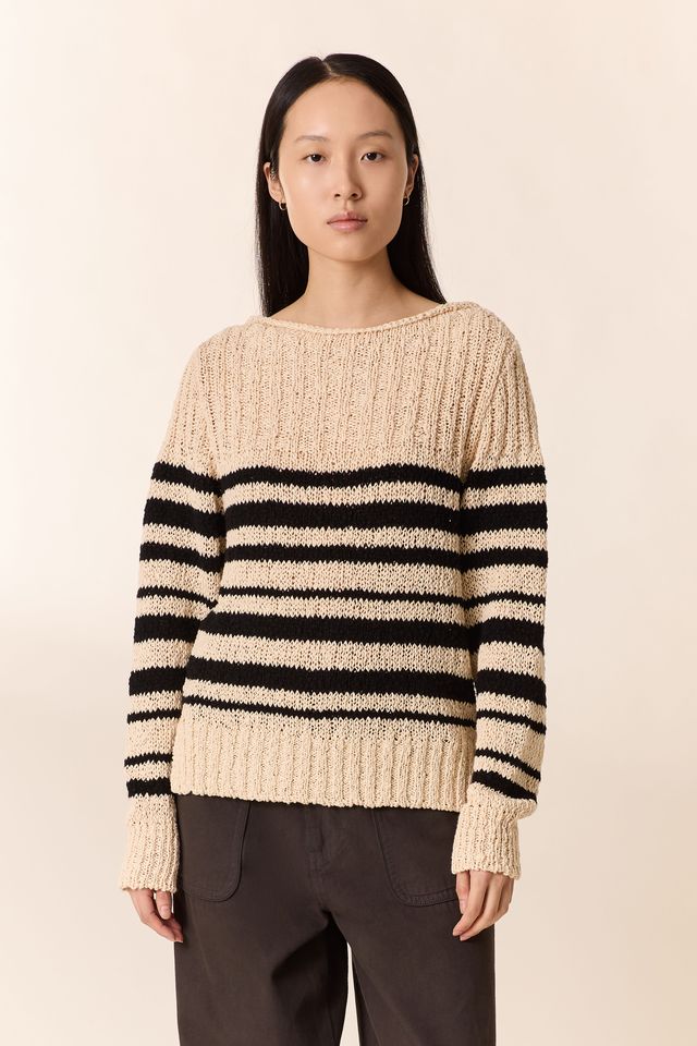 L&H Textured Knit Organic Cotton Summer  Stripe Sweater