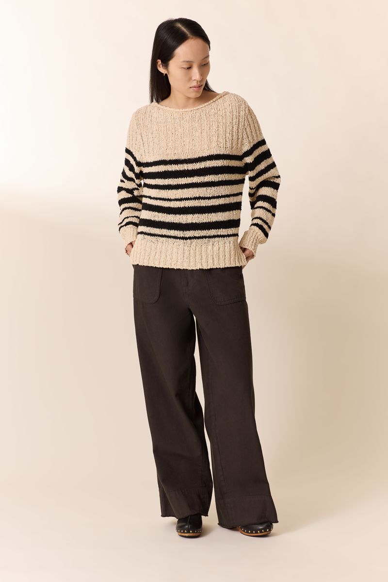 L&H Textured Knit Organic Cotton Summer  Stripe Sweater