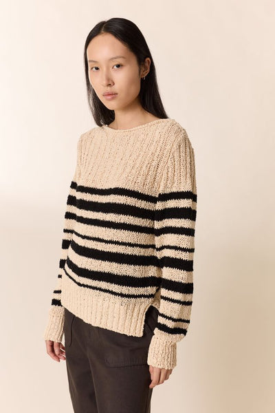 L&H Textured Knit Organic Cotton Summer  Stripe Sweater