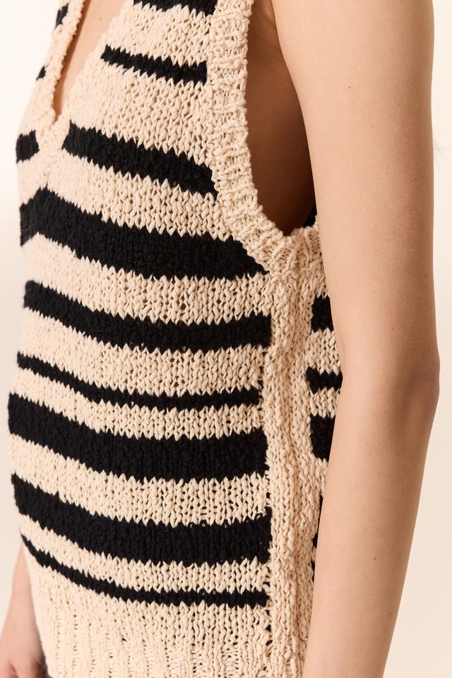 L&H Textured Knit Organic Cotton Summer Stripe Vest