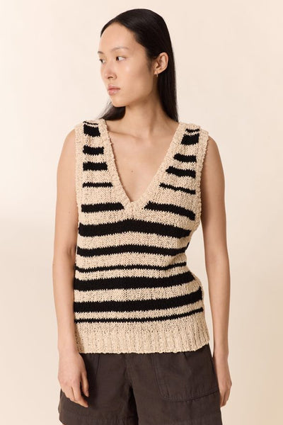 L&H Textured Knit Organic Cotton Summer Stripe Vest