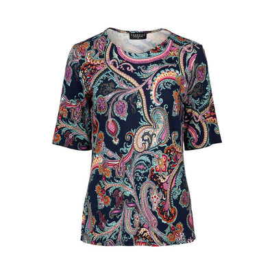 4329 Persia Print Round Neck Rayon Knit Top