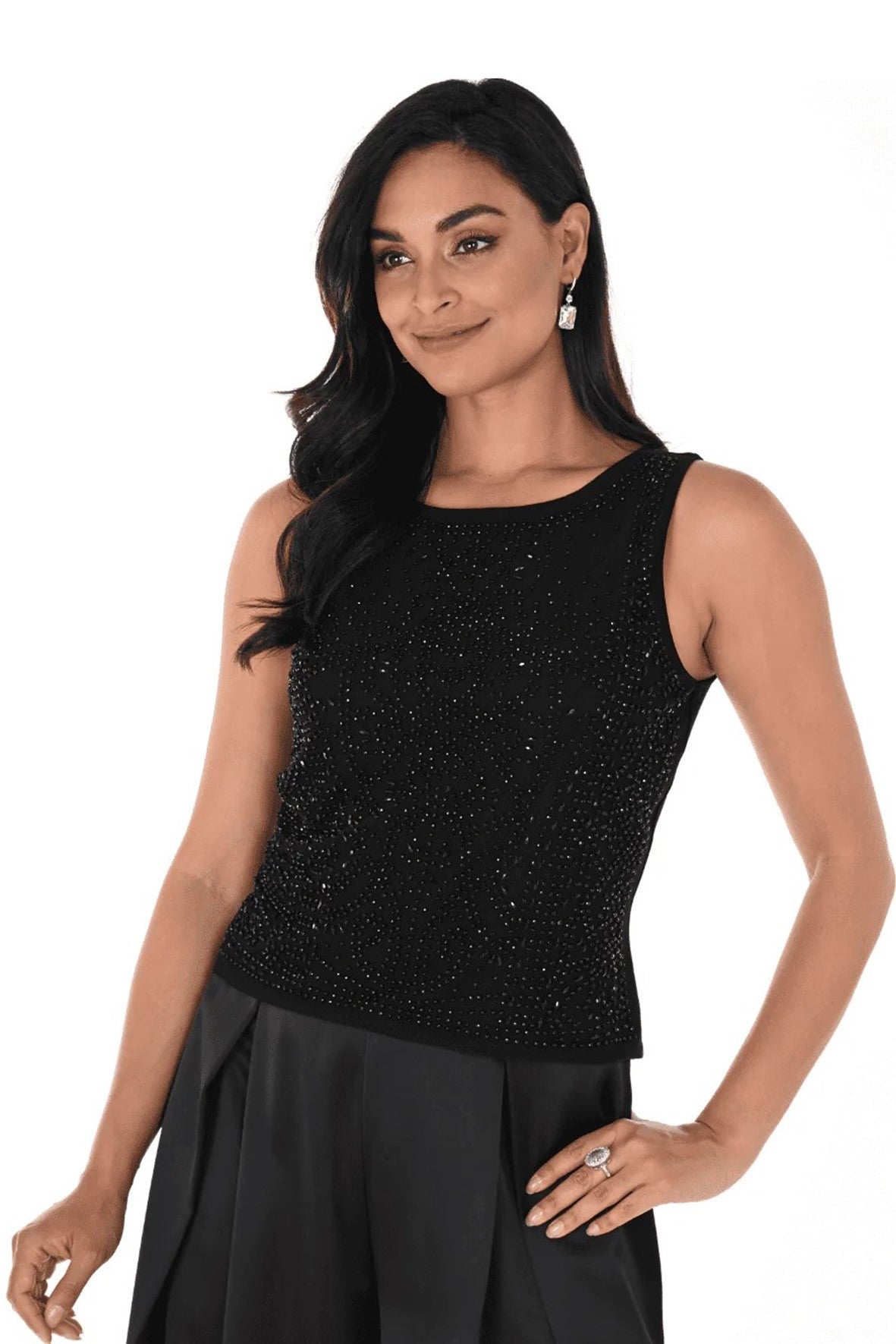 248021 - Beaded Mesh Sleeveless Knit Top