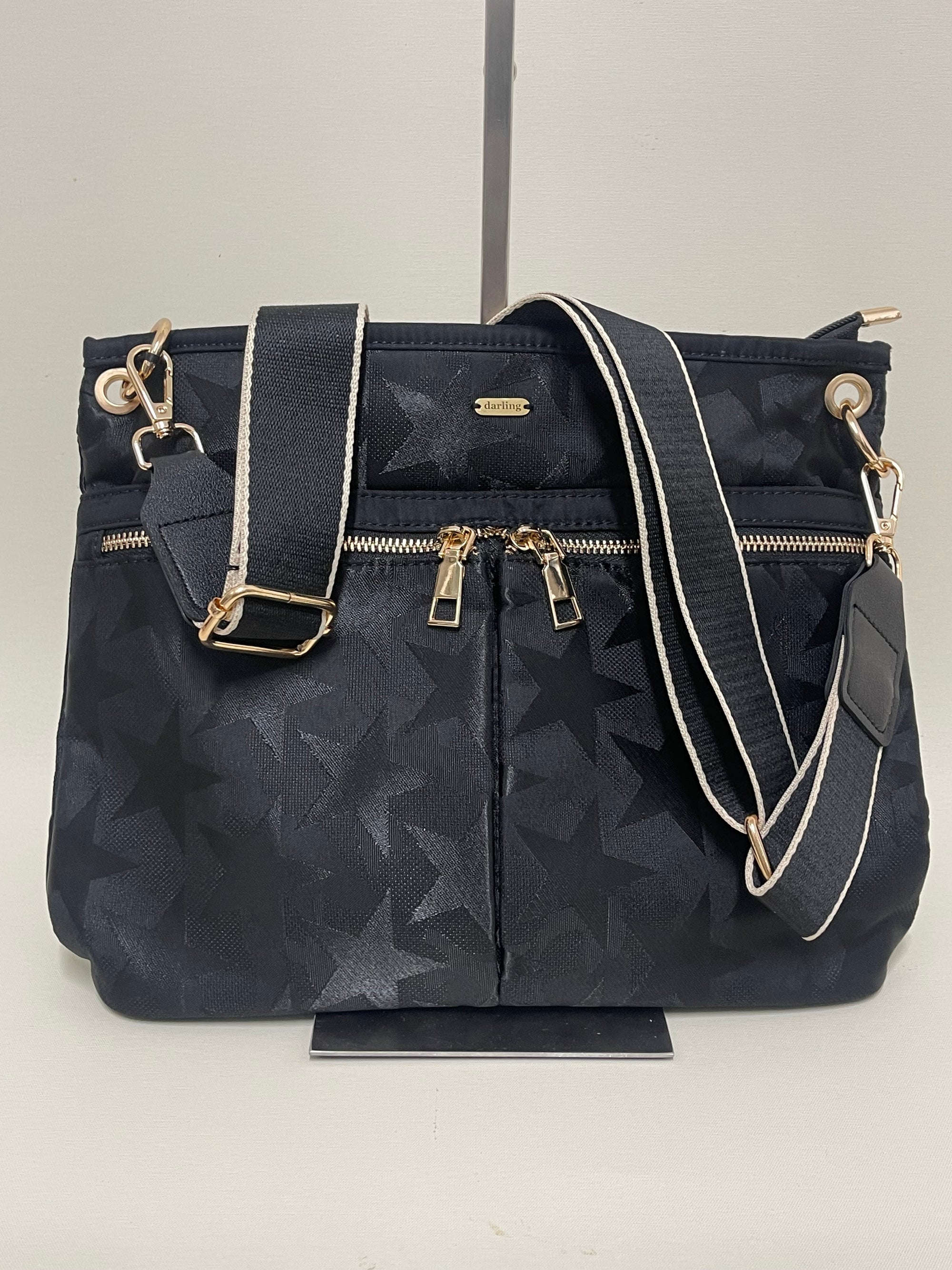 D0049 Cross Body Gold Zip Pocket Bag