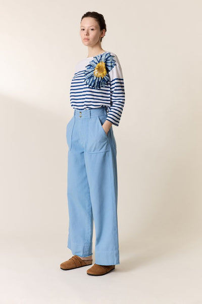 L&H RED Nautical Sunflower Boat Neck Organic Cotton Top