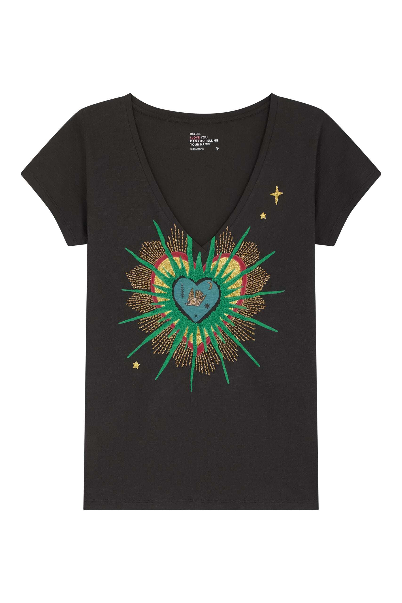 L&H Heart Star Embroidered Organic Cotton T-Shirt