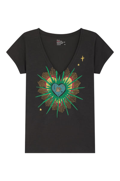 L&H Heart Star Embroidered Organic Cotton T-Shirt