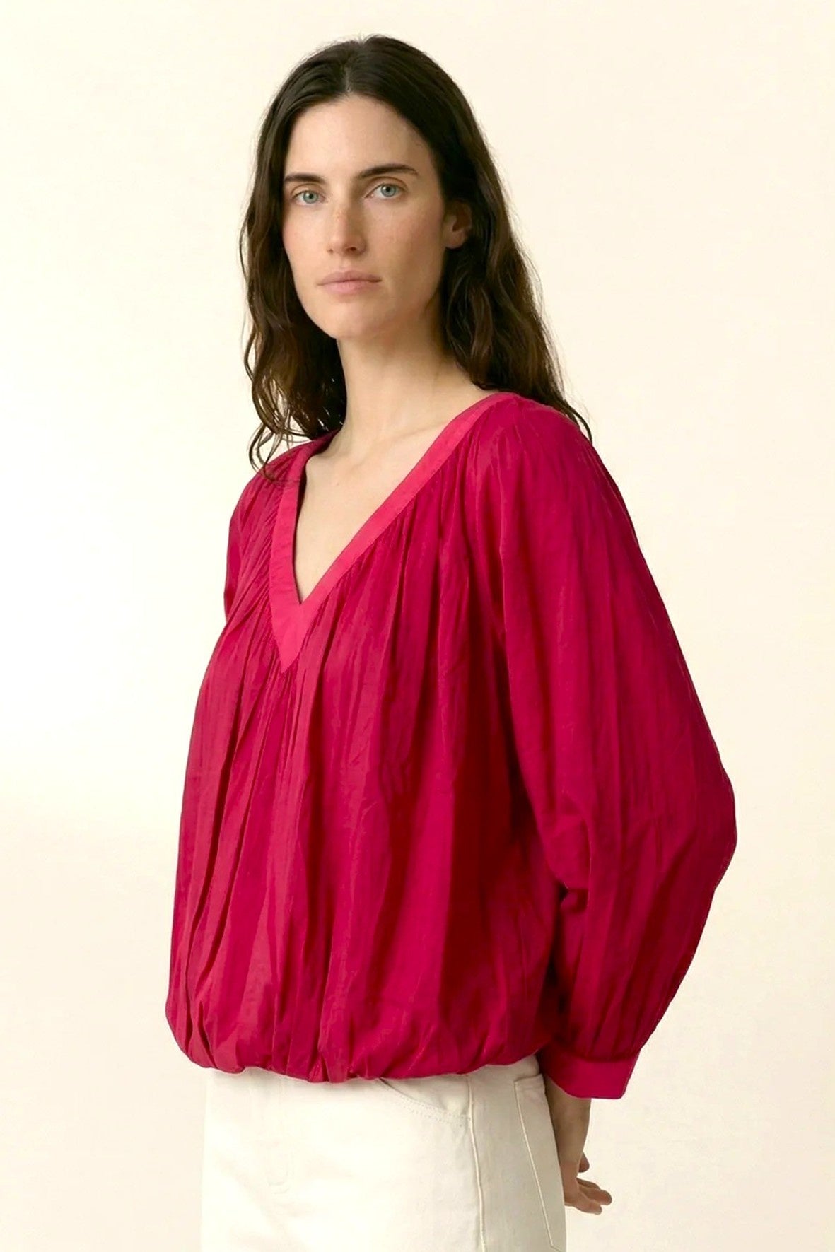 L&H Deep Gather V Soft Organic Cotton Top