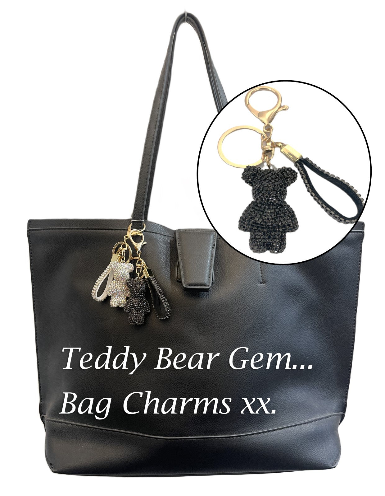 D0004 Teddy Bear Diamante Bag Charm