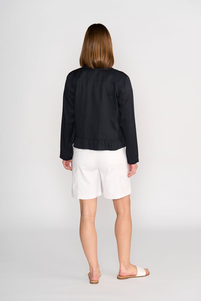 2047 Ink Ruffle Hem Tencel Denim Jacket