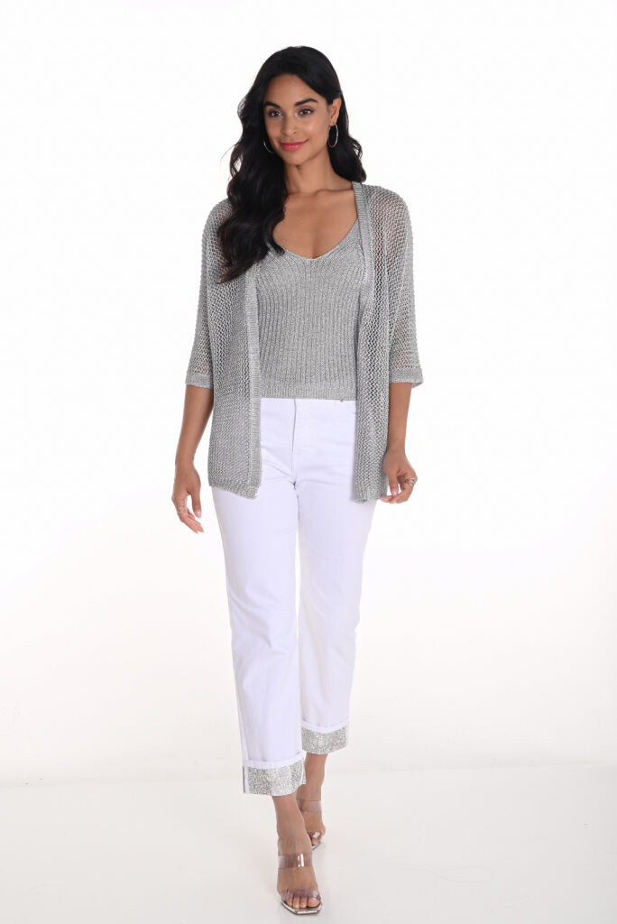 251573 Rhinestone Cuff Straight Leg 7/8 Jean