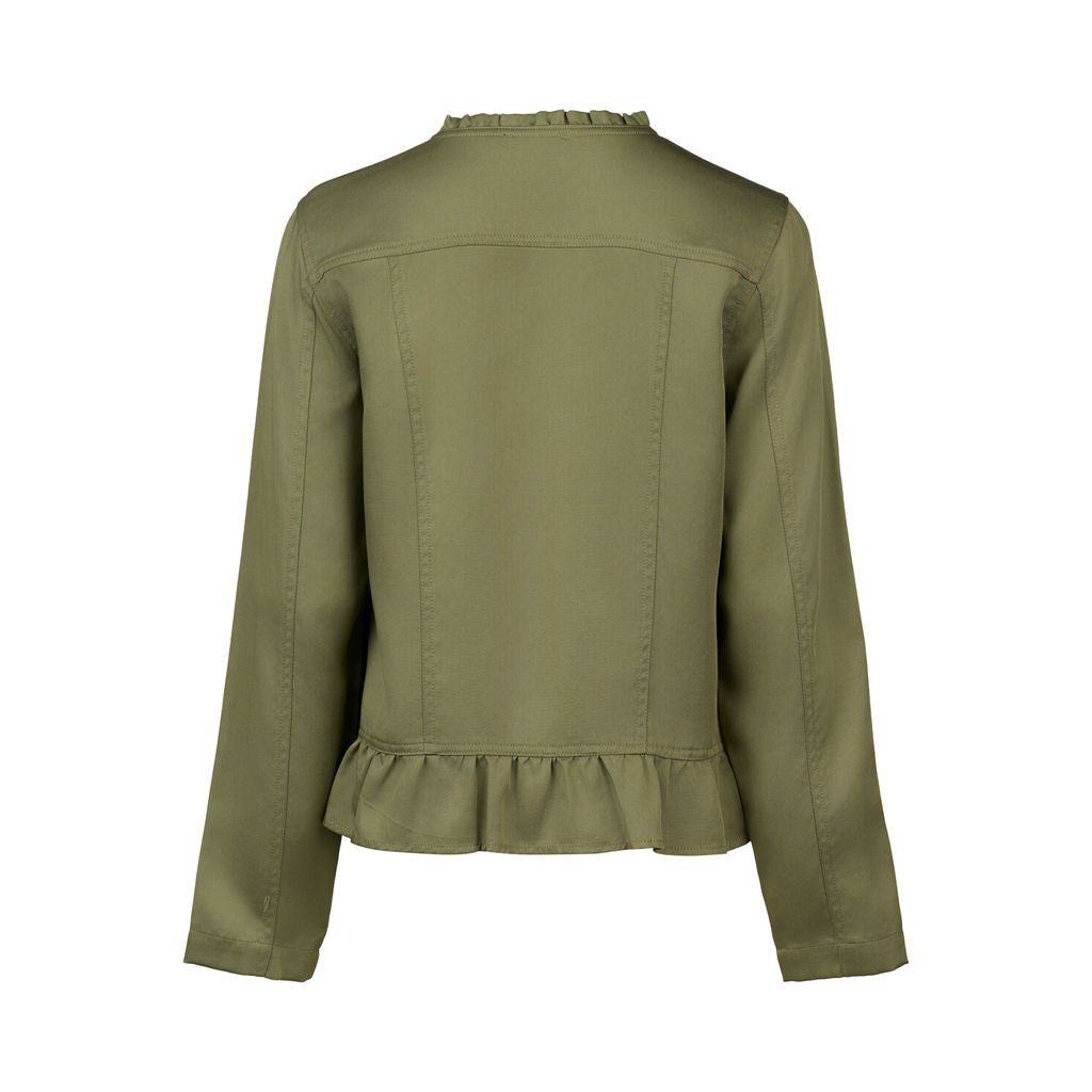 2047 Olive Ruffle Hem Tencel Denim Jacket