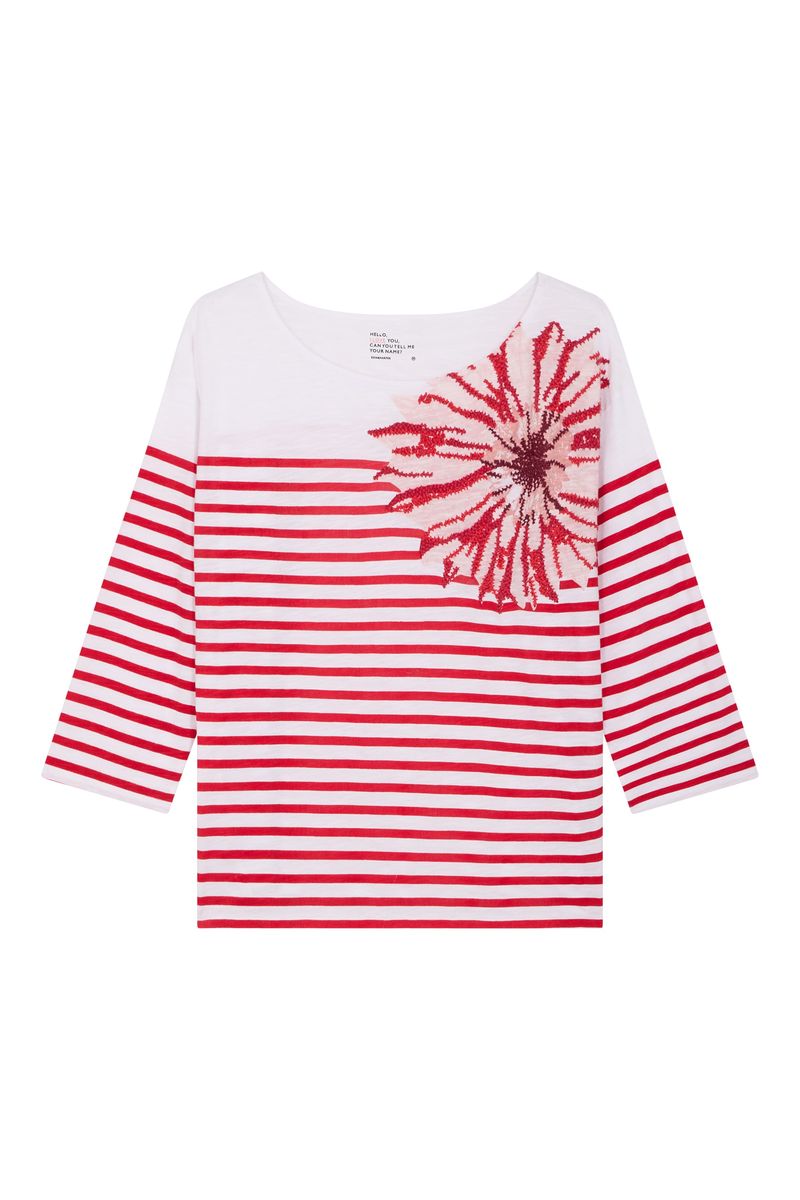 L&H RED Nautical Sunflower Boat Neck Organic Cotton Top