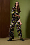 253247 Wide Leg Print Pant With Diamante Side Panel