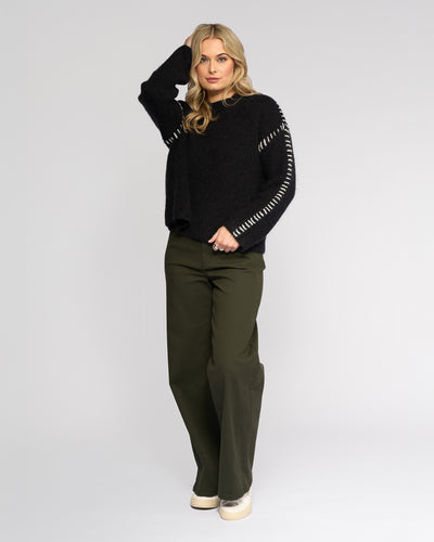 VK2041 Mohair Wool Stitch Detail Weekend Sweater