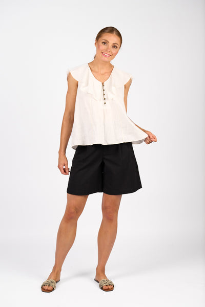 K5095 Ivory Contrast Stitch Breeze Top