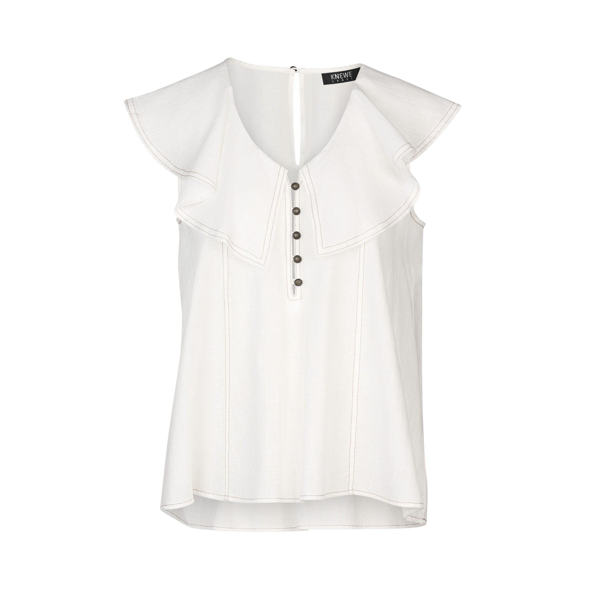K5095 Ivory Contrast Stitch Breeze Top