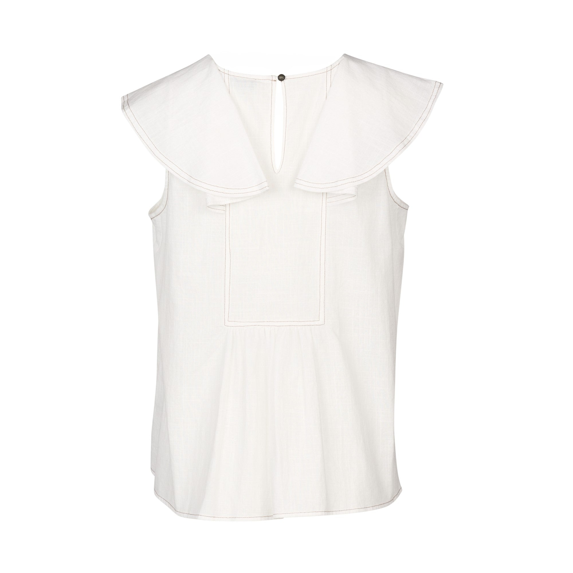 K5095 Ivory Contrast Stitch Breeze Top