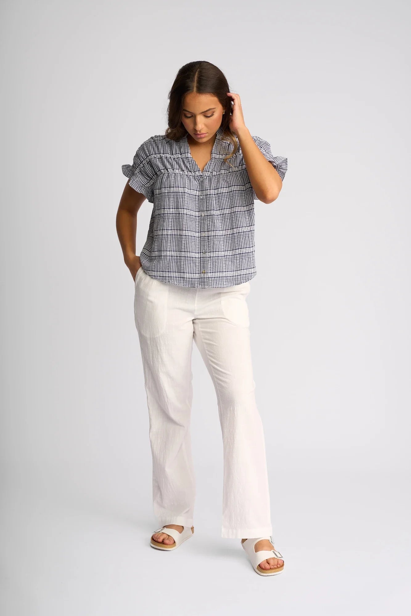 KN5097 Dolly's Picnic Cotton Check Top