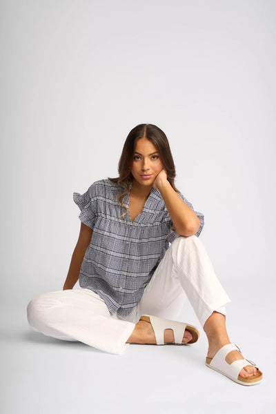 KN7124C WHITE Drawcord Straight Leg Cotton Pant