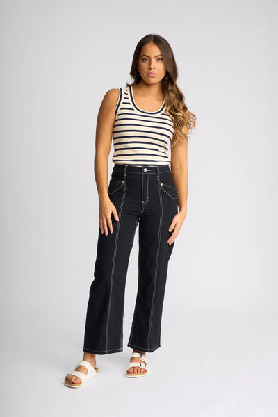 KN7108 INK Contrast Stitch Tab Pocket Pant