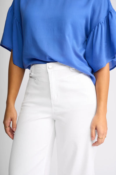 KN7122 WHITE Wide Leg Ankle Jean