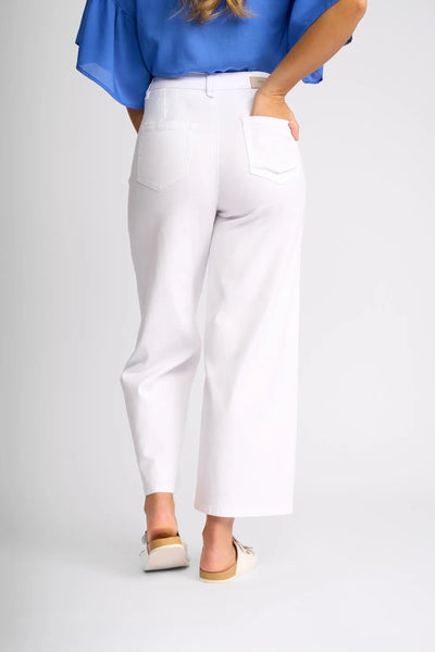 KN7122 WHITE Wide Leg Ankle Jean
