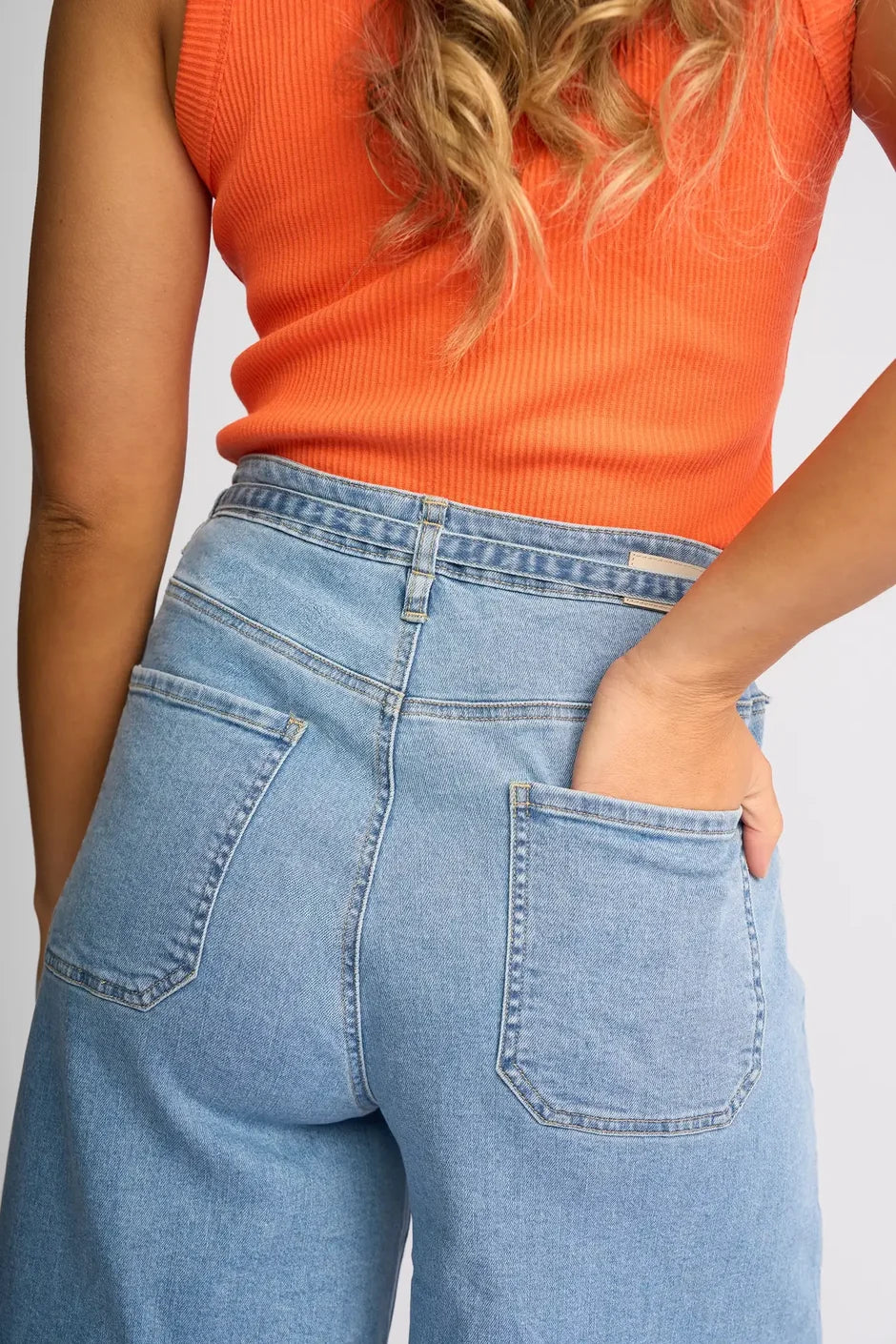 KN8018 Washer Denim Wide Leg Bermuda Jean Short