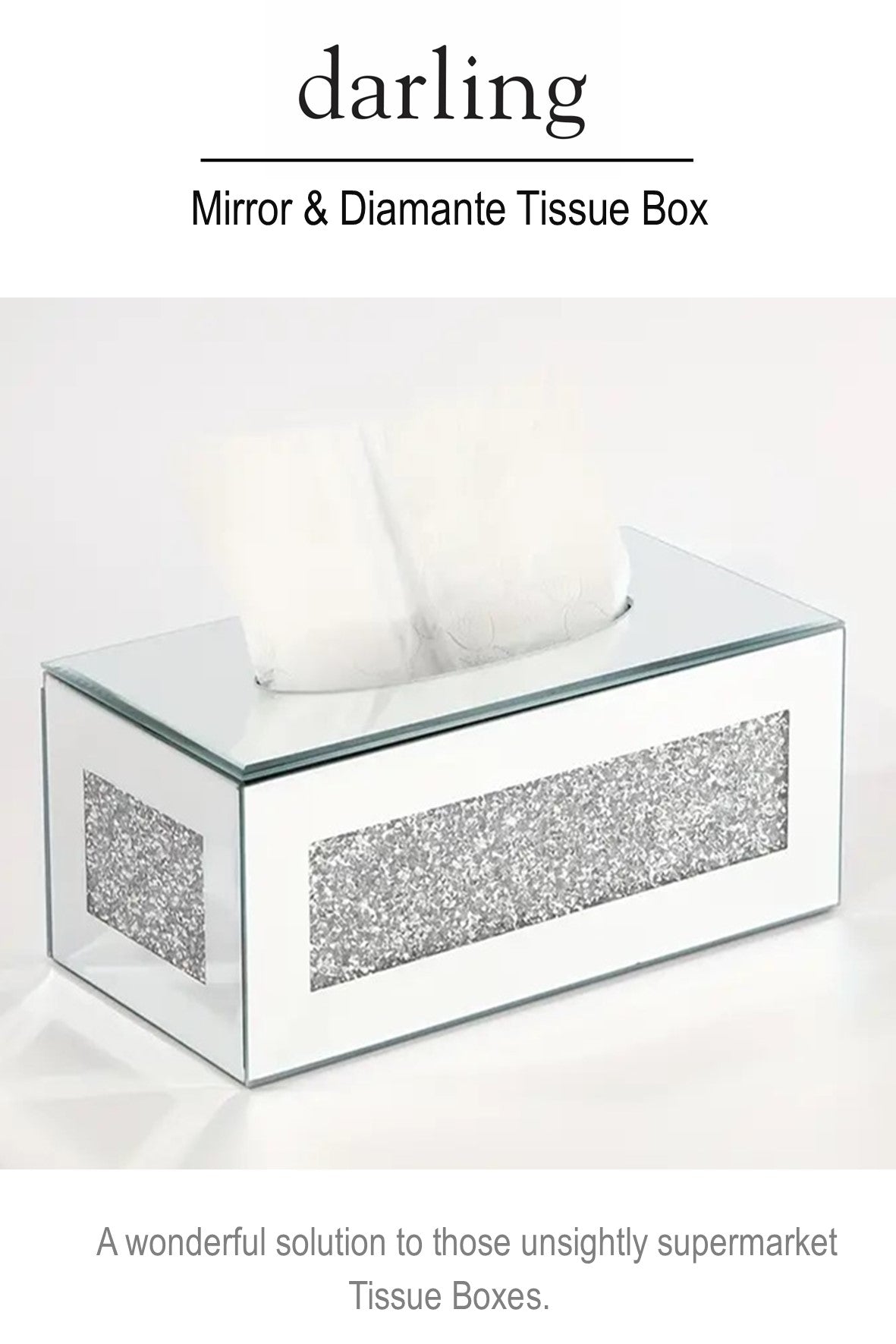 D0010 Mirror & Diamante Tissue Box