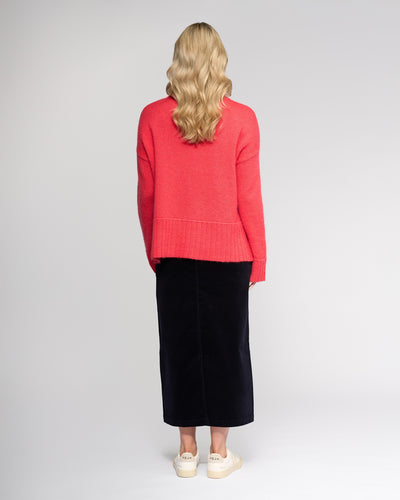 V1089 CORAL Mohair/Wool Relaxed Fit Knit Sweater