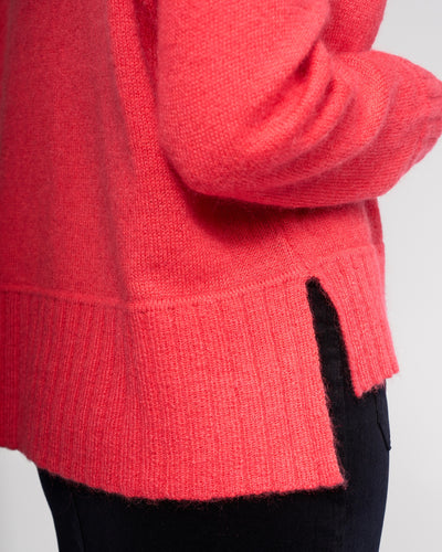 V1089 CORAL Mohair/Wool Relaxed Fit Knit Sweater
