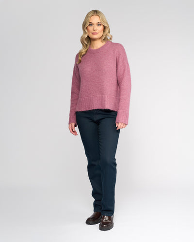 V1089 BERRY Mohair/Wool Relaxed Fit Knit Sweater