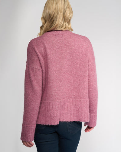 V1089 BERRY Mohair/Wool Relaxed Fit Knit Sweater