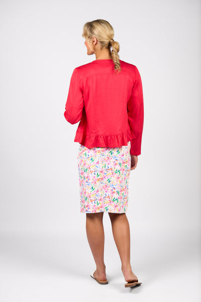 2047 Cherry Ruffle Hem Tencel Denim Jacket