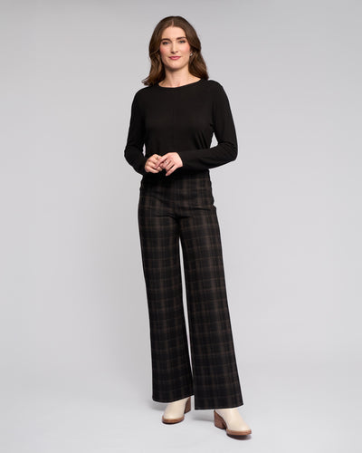 V235 CHECK Wide Leg Style Stretch Pant
