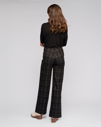 V235 CHECK Wide Leg Style Stretch Pant