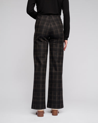 V235 CHECK Wide Leg Style Stretch Pant