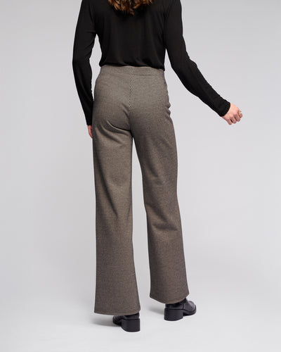 V235B FINE CHECK Wide Leg Style Stretch Pant